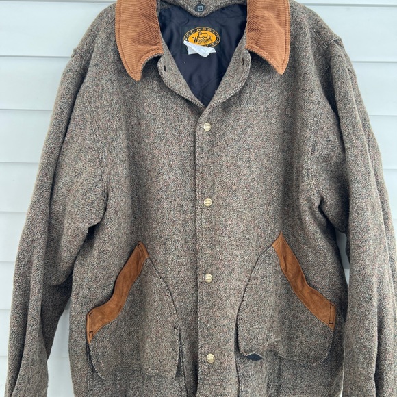 WOOLRICH 1970s Vintage Classic Tweed Wool Barn Coat Men's XL Quilted Lining - Picture 1 of 10